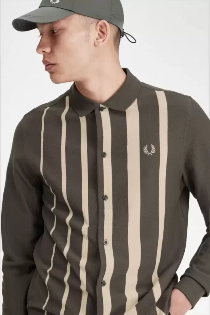 Polo de manga larga con rayas degradadas para hombre