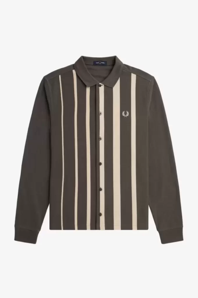 Polo de manga larga con rayas degradadas para hombre
