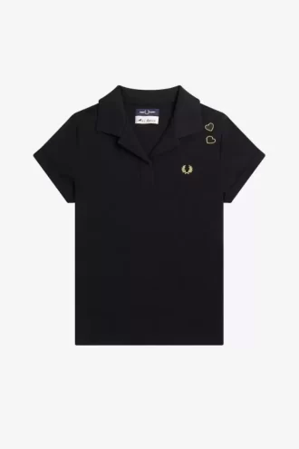 Polo de mujer en piqué con cuello abierto