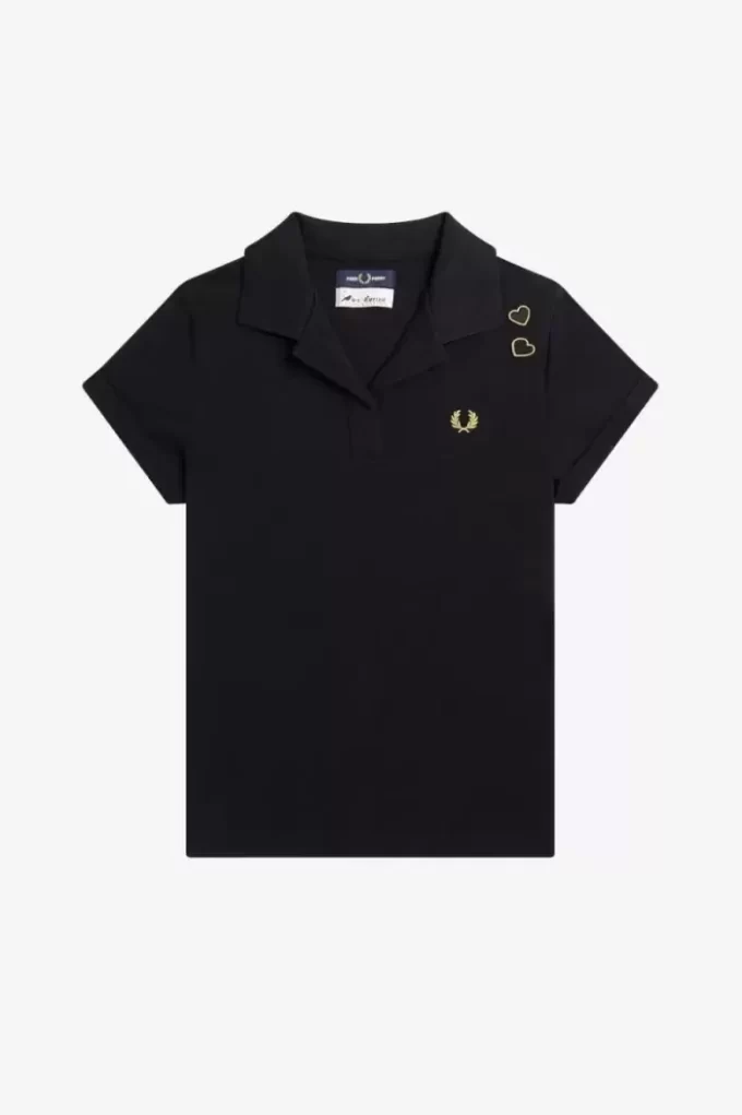 Polo de mujer en piqué con cuello abierto