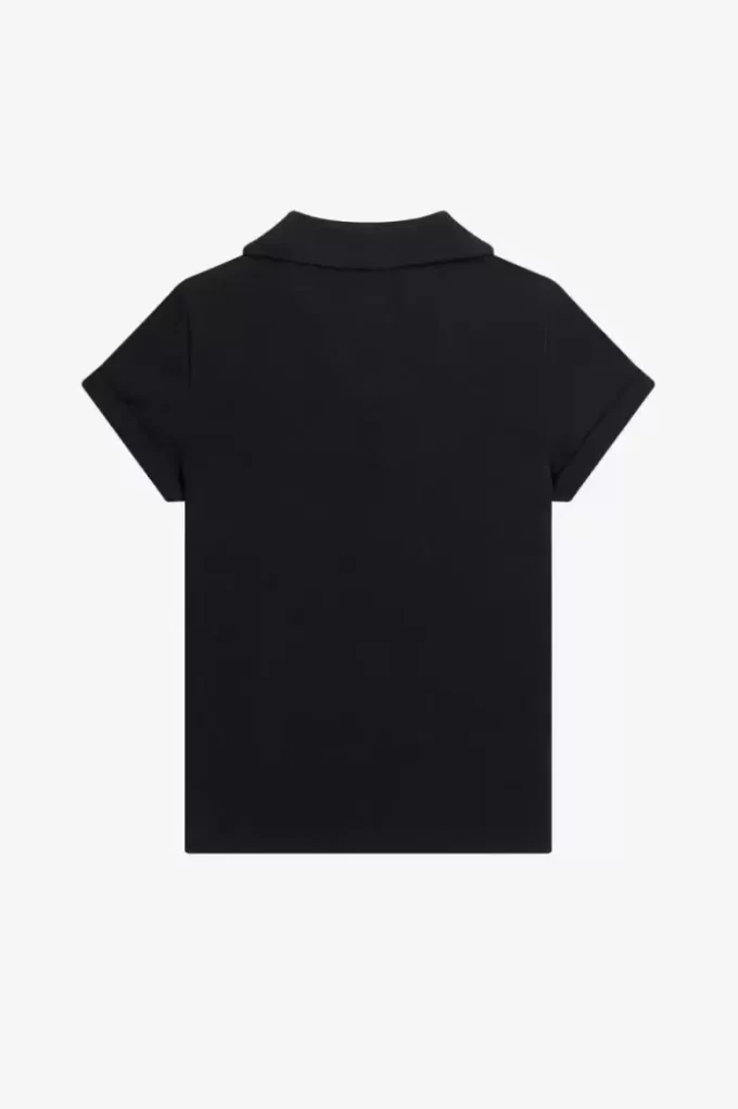 Polo de mujer en piqué con cuello abierto