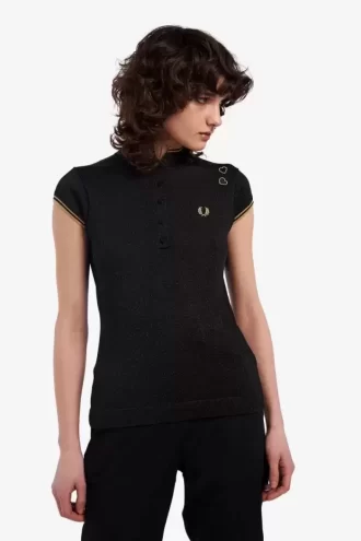 Polo de punto metalizado para mujer