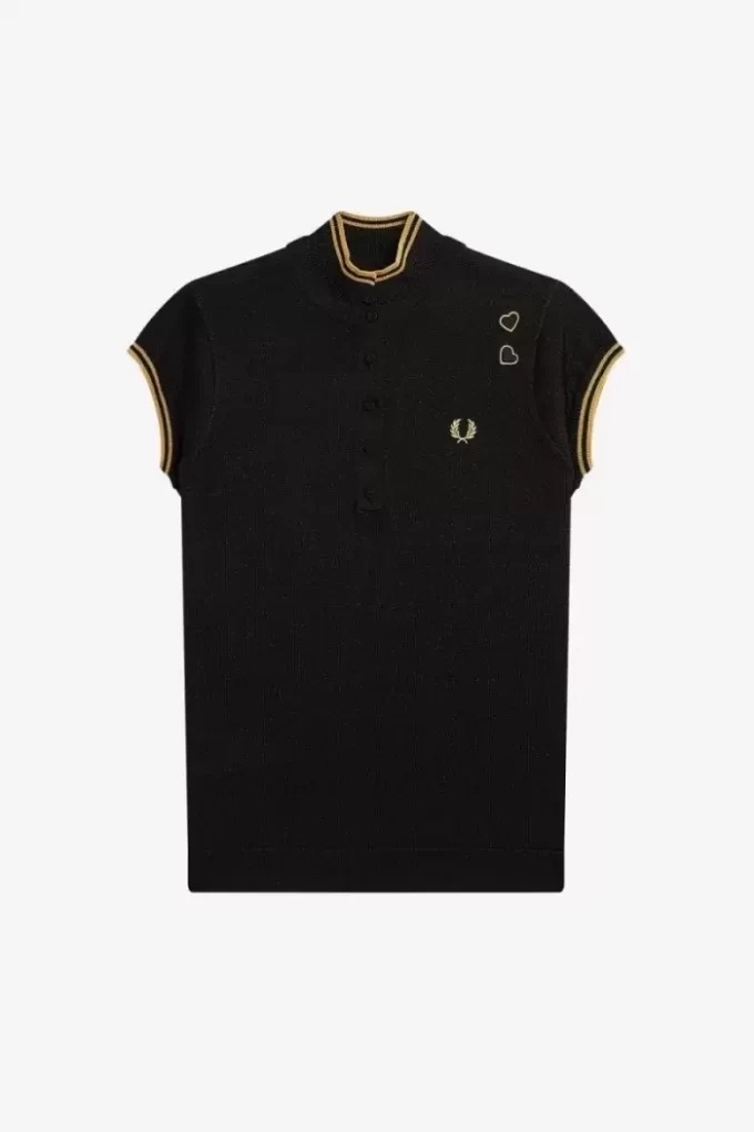 Polo de punto metalizado para mujer