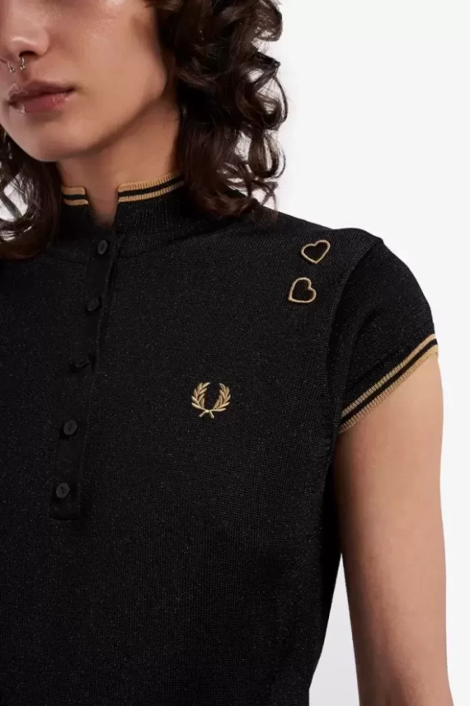 Polo de punto metalizado para mujer