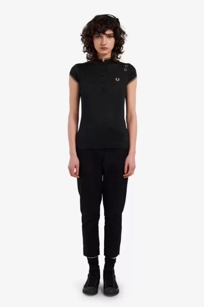 Polo de punto metalizado para mujer