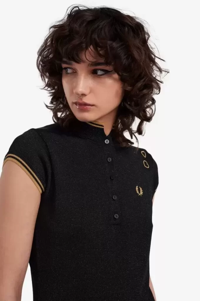 Polo de punto metalizado para mujer