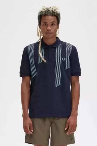 Polo de rayas con efecto glitch para hombre Polo de rayas con efecto glitch para hombre