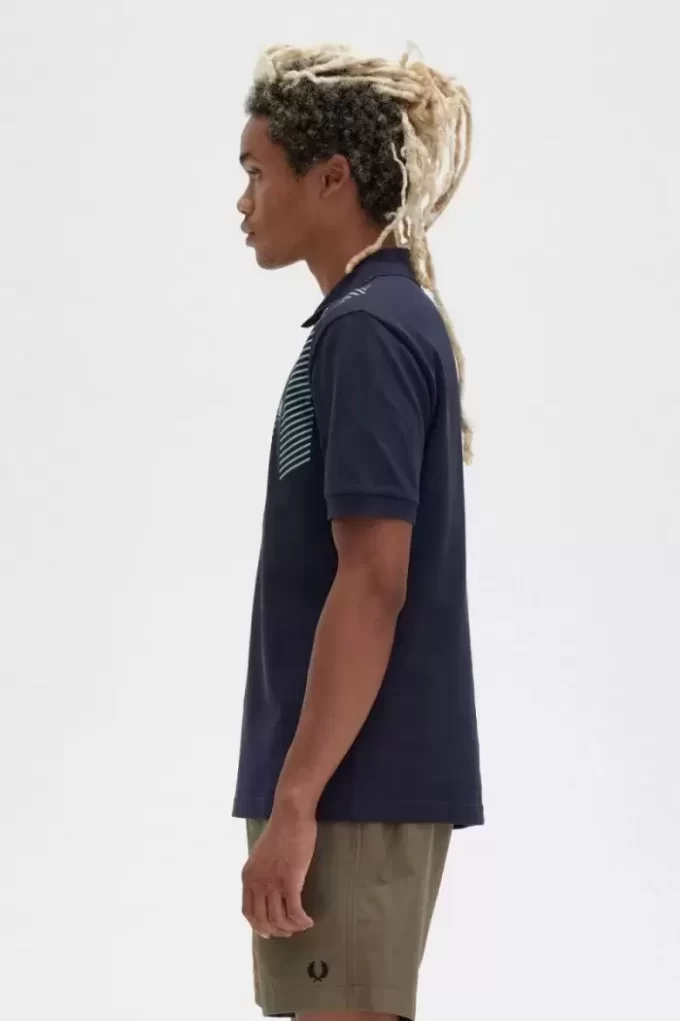 Polo de rayas con efecto glitch para hombre