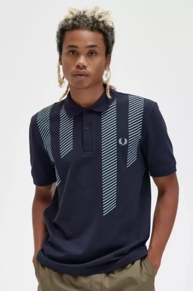 Polo de rayas con efecto glitch para hombre