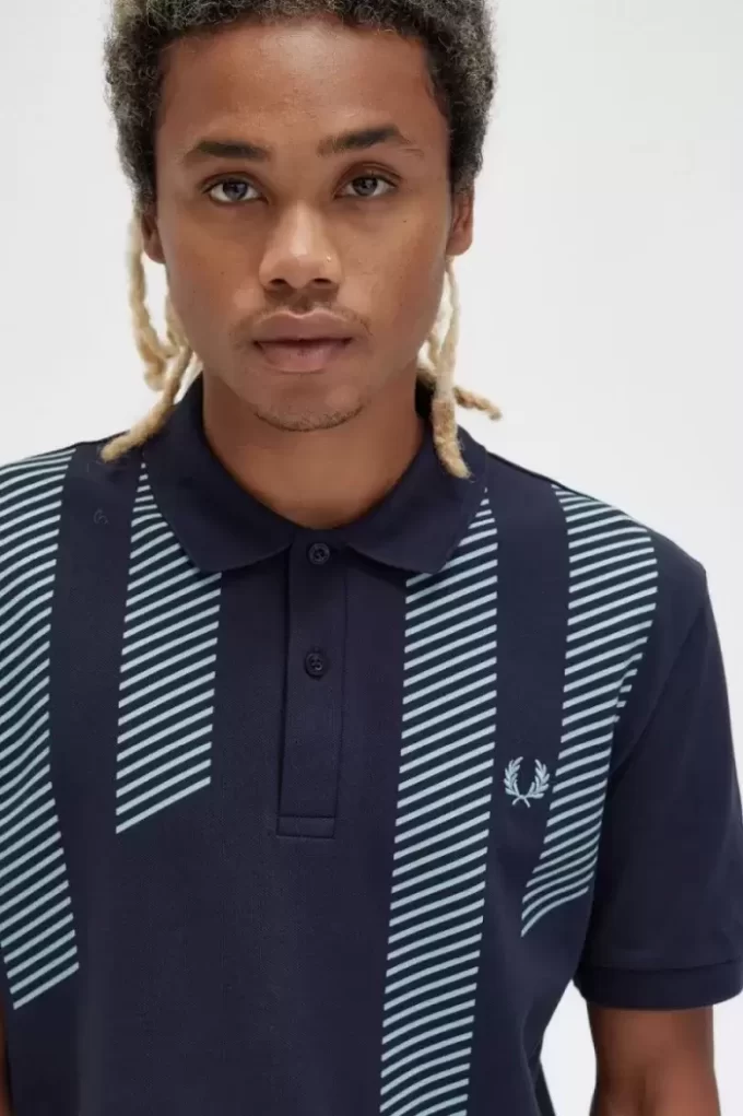 Polo de rayas con efecto glitch para hombre