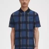 Polo de tartán con cuello con cremallera para hombre