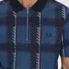 Polo de tartán con cuello con cremallera para hombre