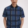 Polo de tartán con cuello con cremallera para hombre