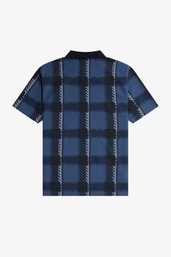 Polo de tartán con cuello con cremallera para hombre