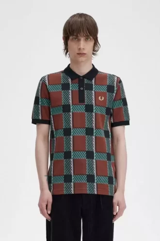 Polo de tartán Glitch para hombre