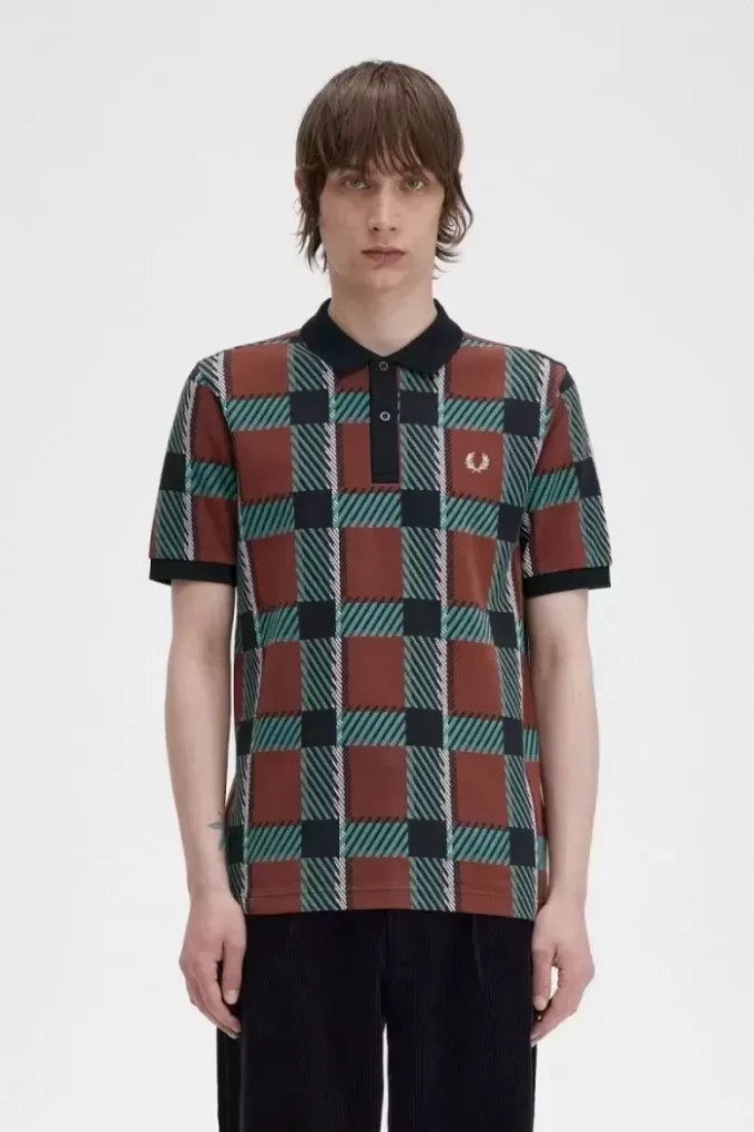 Polo de tartán Glitch para hombre Polo de tartán Glitch para hombre