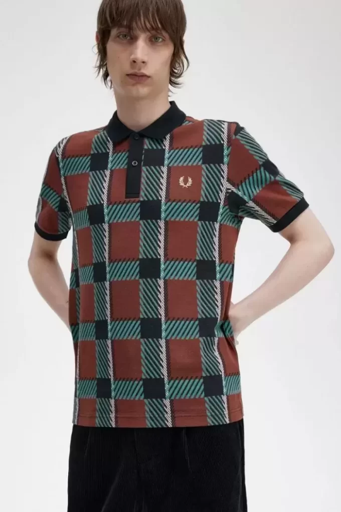 Polo de tartán Glitch para hombre Polo de tartán Glitch para hombre