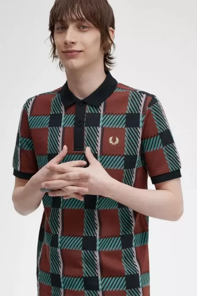 Polo de tartán Glitch para hombre Polo de tartán Glitch para hombre