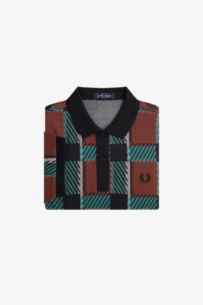 Polo de tartán Glitch para hombre Polo de tartán Glitch para hombre