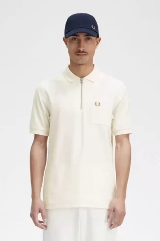 Polo texturizado con cuello y cremallera para hombre