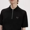 Polo texturizado con cuello y cremallera para hombre