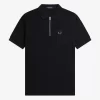 Polo texturizado con cuello y cremallera para hombre