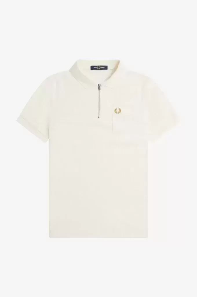 Polo texturizado con cuello y cremallera para hombre
