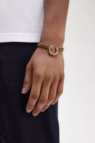 Pulsera de corona de laurel de doble cadena para mujer