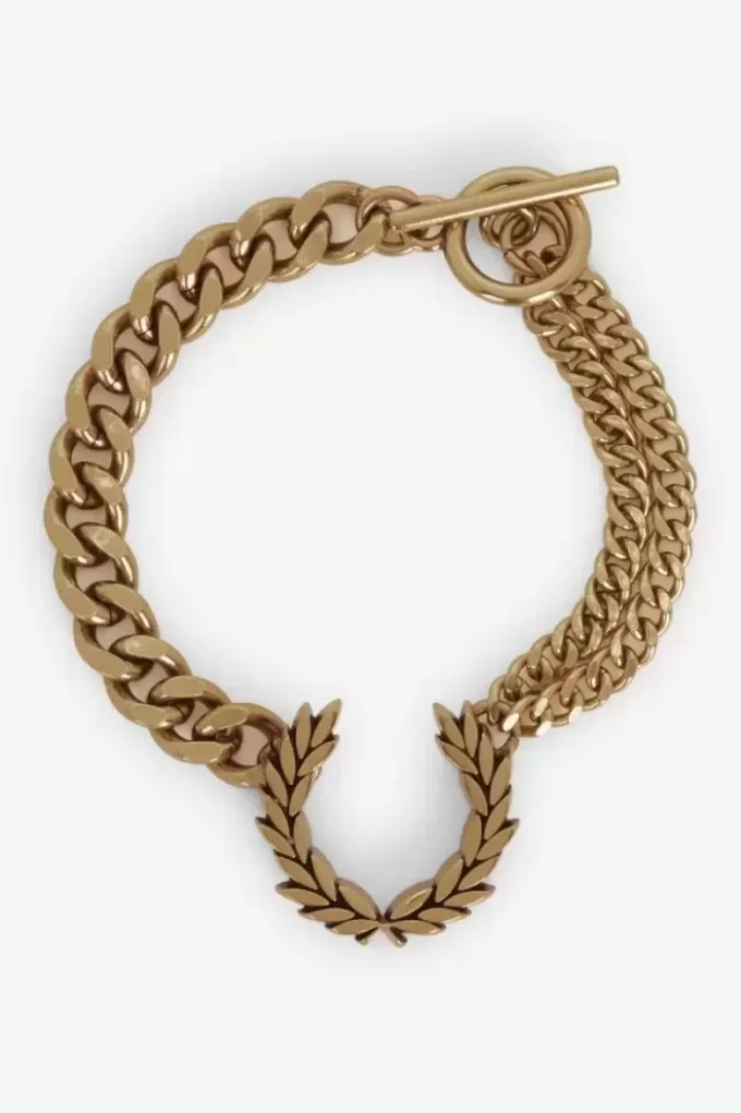 Pulsera de corona de laurel de doble cadena para mujer Pulsera de corona de laurel de doble cadena para mujer