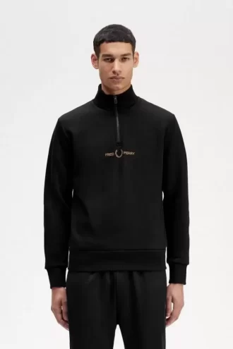 Sudadera con media cremallera y doble gráfico para hombre