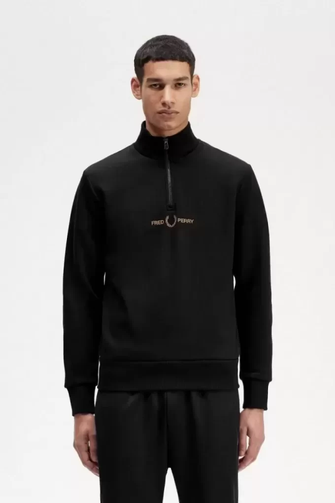 Sudadera con media cremallera y doble gráfico para hombre Sudadera con media cremallera y doble gráfico para hombre