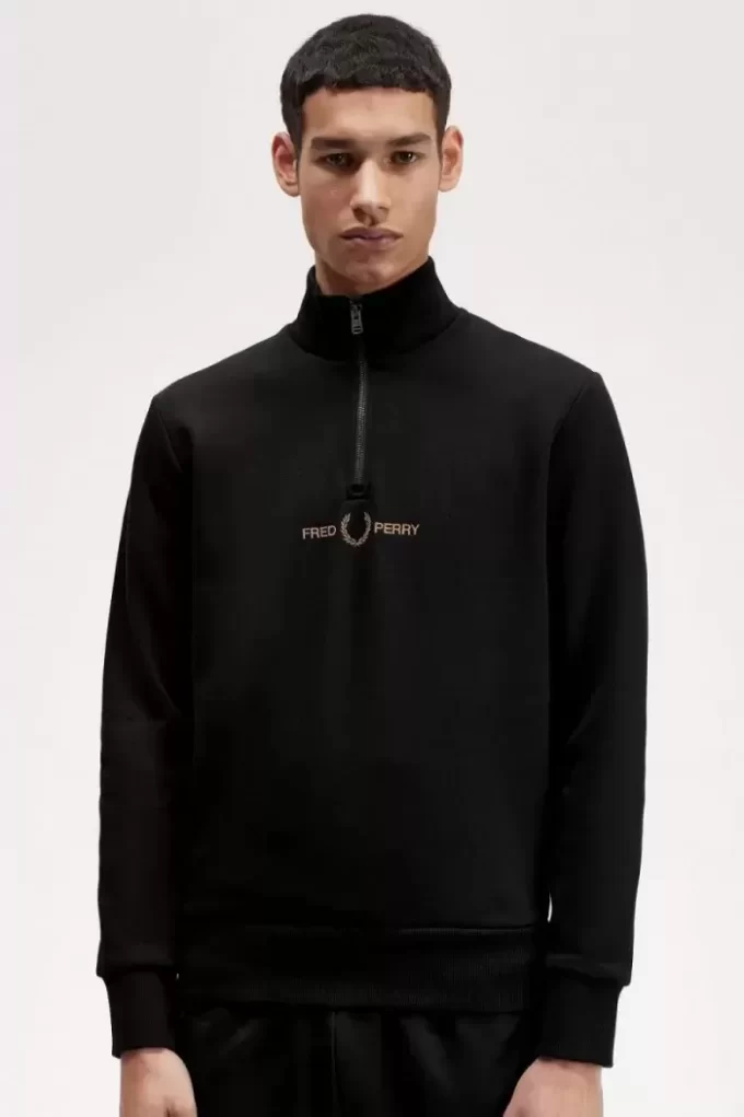 Sudadera con media cremallera y doble gráfico para hombre Sudadera con media cremallera y doble gráfico para hombre