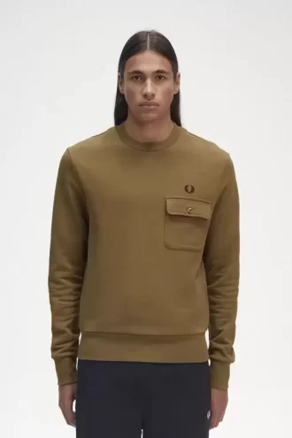 Sudadera de cuello redondo con detalle de bolsillo para hombre