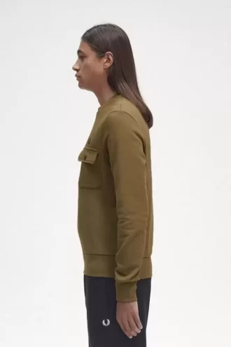 Sudadera de cuello redondo con detalle de bolsillo para hombre