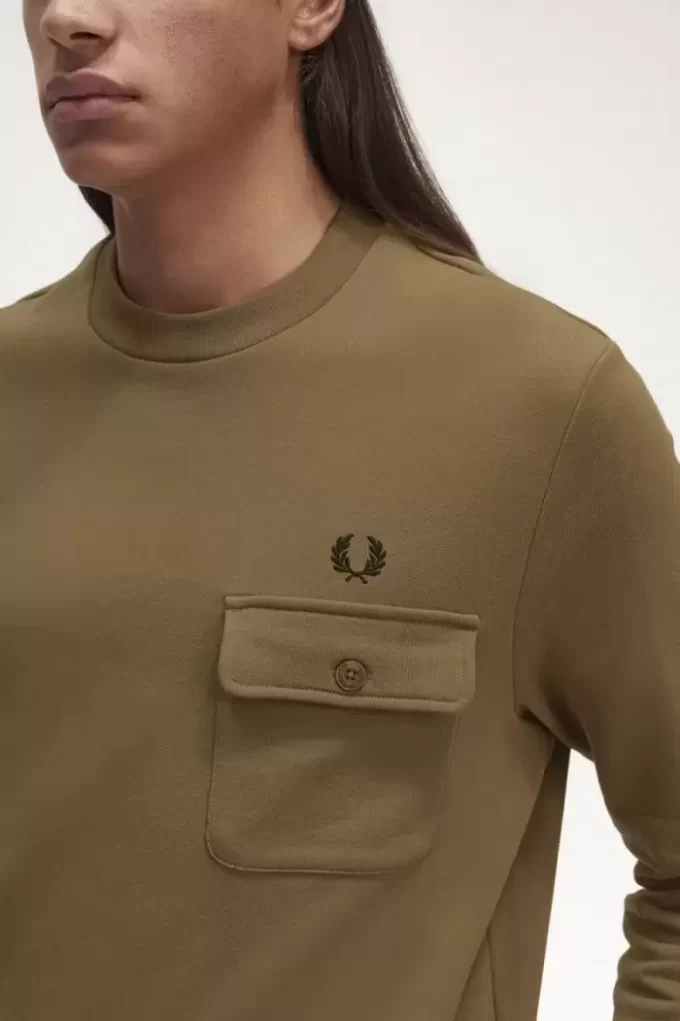 Sudadera de cuello redondo con detalle de bolsillo para hombre Sudadera de cuello redondo con detalle de bolsillo para hombre