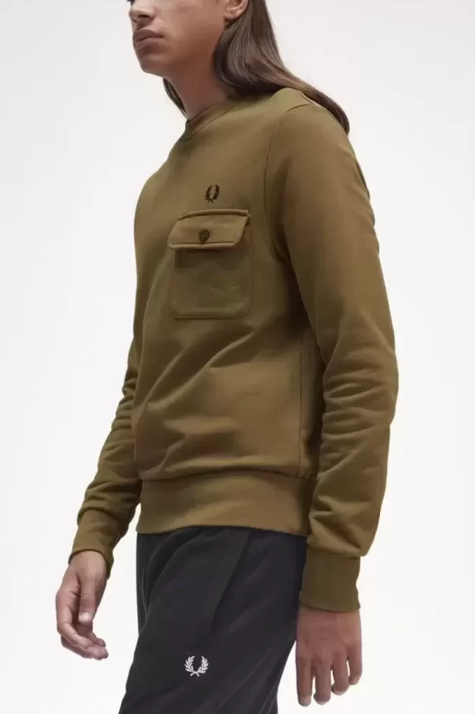 Sudadera de cuello redondo con detalle de bolsillo para hombre Sudadera de cuello redondo con detalle de bolsillo para hombre