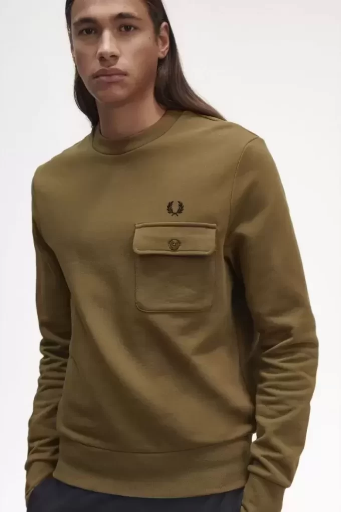 Sudadera de cuello redondo con detalle de bolsillo para hombre Sudadera de cuello redondo con detalle de bolsillo para hombre