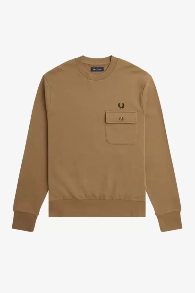 Sudadera de cuello redondo con detalle de bolsillo para hombre Sudadera de cuello redondo con detalle de bolsillo para hombre