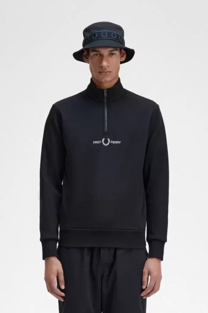 Sudaderas bordadas con media cremallera para hombre