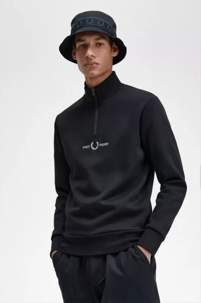 Sudaderas bordadas con media cremallera para hombre