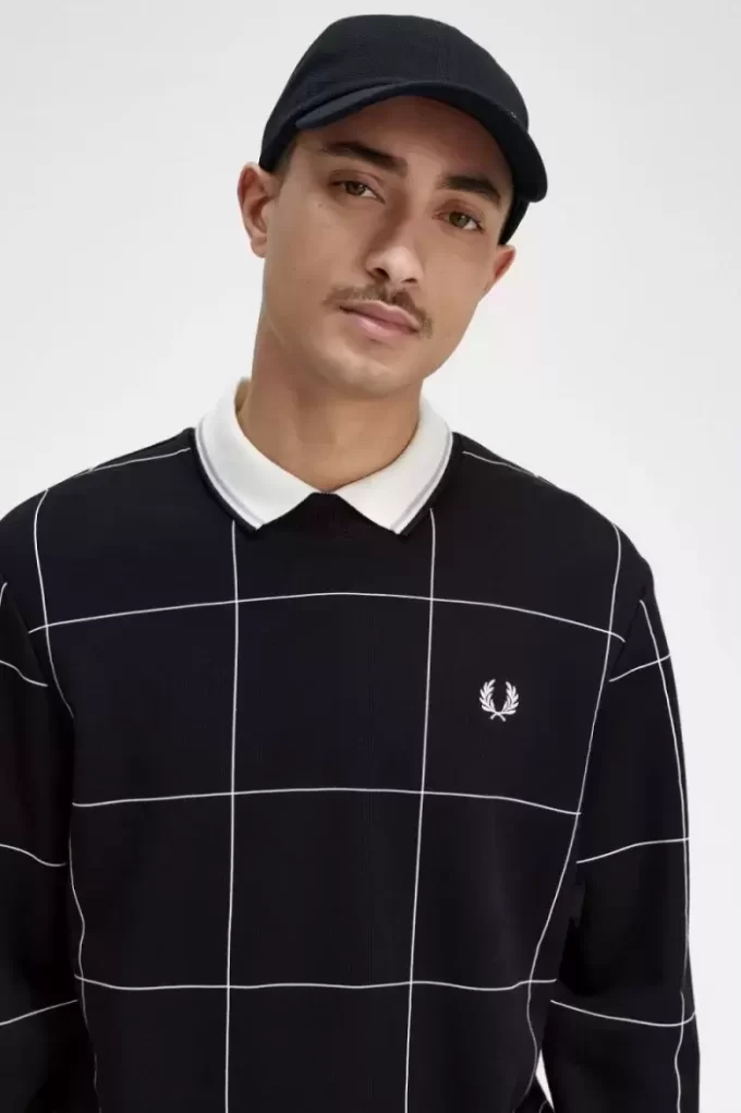 Sudaderas con detalle de cuadrícula para hombre Sudaderas con detalle de cuadrícula para hombre