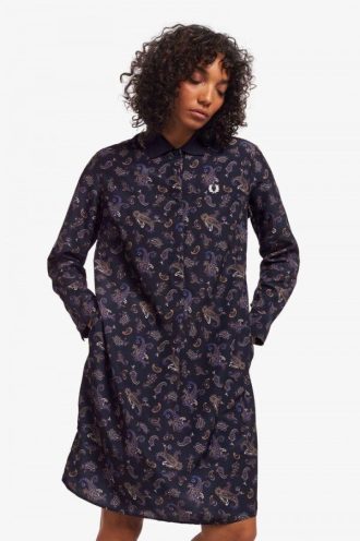 Vestido camisero con estampado de cachemira