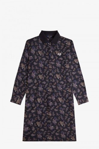 Vestido camisero con estampado de cachemira