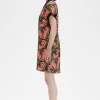 Vestido camisero con estampado de palmeras para mujer