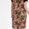 Vestido camisero con estampado de palmeras para mujer
