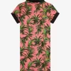 Vestido camisero con estampado de palmeras para mujer