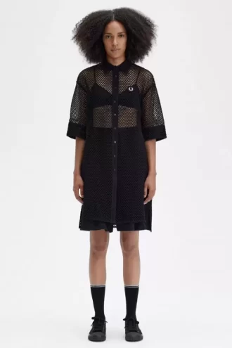 Vestido camisero de punto abierto para mujer