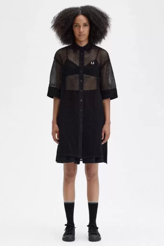 Vestido camisero de punto abierto para mujer Vestido camisero de punto abierto para mujer
