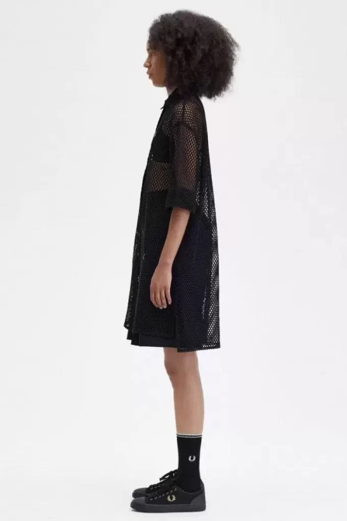 Vestido camisero de punto abierto para mujer Vestido camisero de punto abierto para mujer