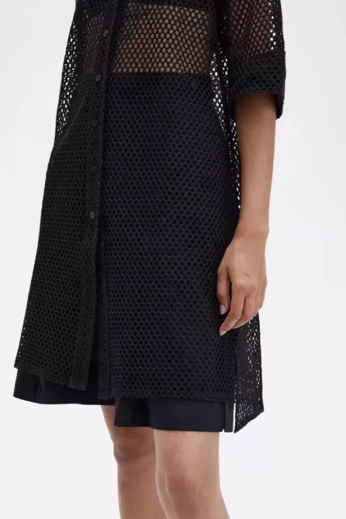 Vestido camisero de punto abierto para mujer Vestido camisero de punto abierto para mujer